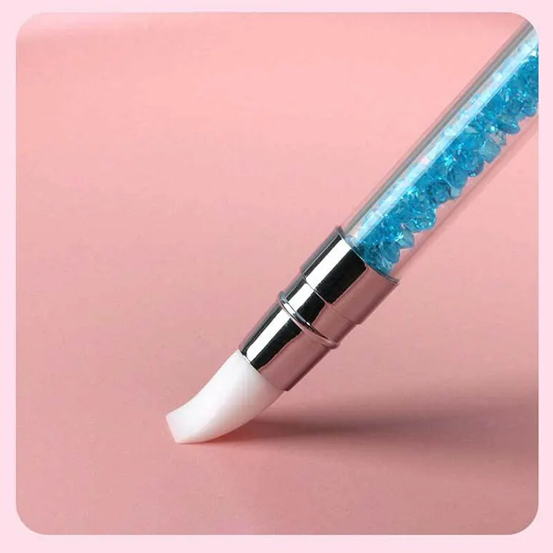1PC Rhinestone Dual-ended Quartz Cuticle Pusher Remover Pen Handle Silicone Engraving Press Scrape Tool Manicure Nail Art Tool nail care kit manicure tools manicure pedicure kit manicure set nail art pusher nail manicure tools manicure pedicure tools pedicure tools