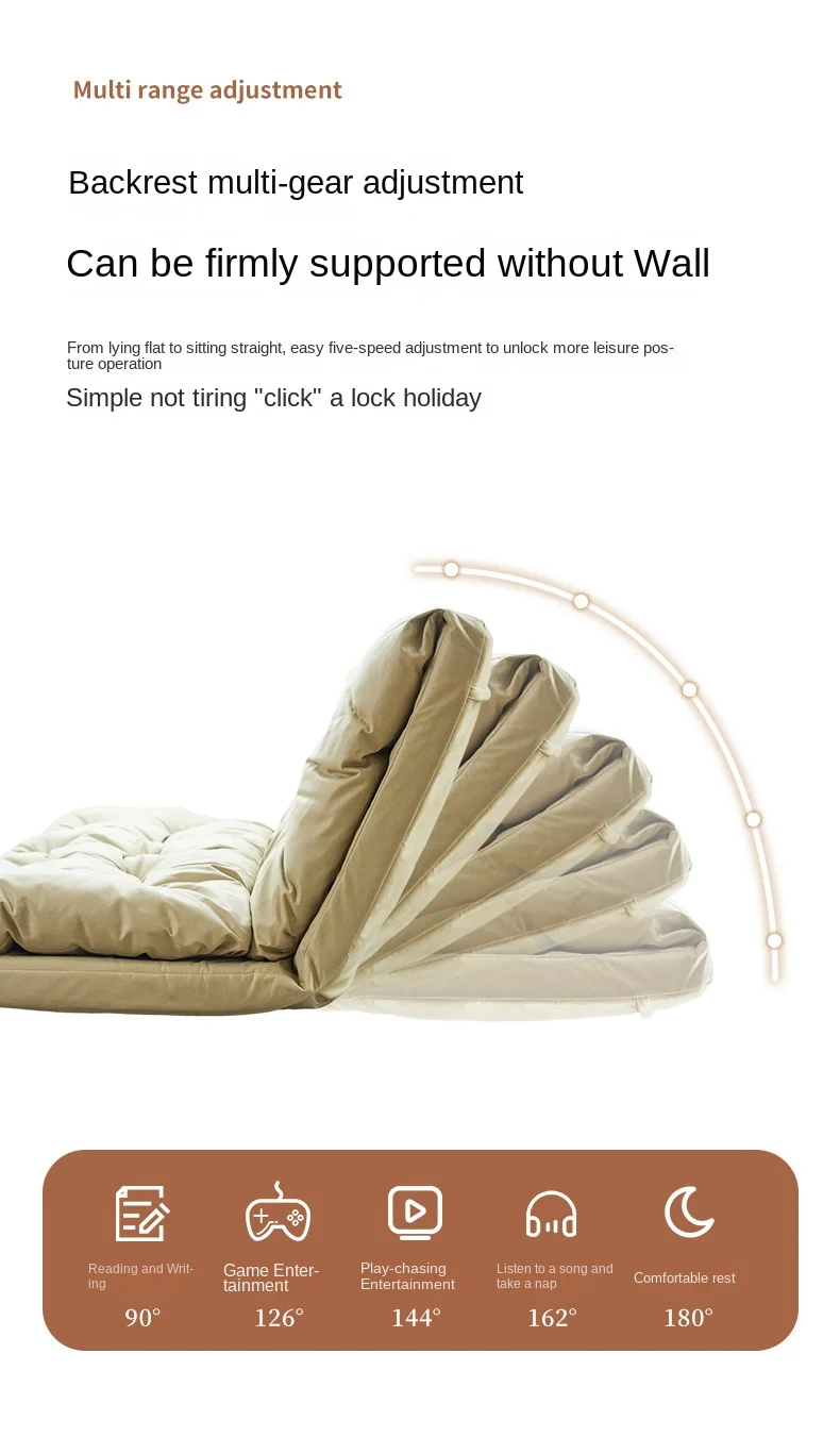 Description Picture 4 of itemX&D Leisure Folding Lazy Sofa Bed Can Lie Sleep Double Adults Floor Backrest Foldable Exquisite Sofa Bedroom Tatami Floor Chair