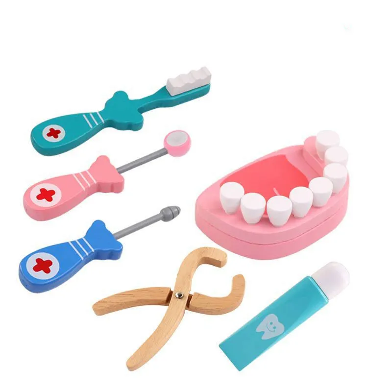 

Children Role Play Doctor Toys Gifts Wooden Kids Pretend Doctor Nurse Game Toys Set Cosplay Simulation Dentist Accessories Tools