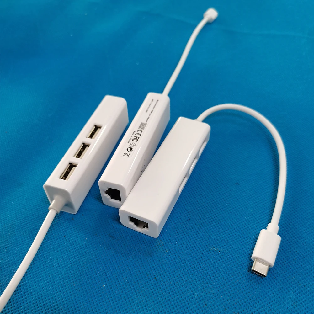 USB C타입-RJ45 랜 네트워크 카드, USB 2.0 이더넷 카드 허브 스플리터 어댑터, 노트북 PC 드라이버 무료, 4 in 1, 10GBit/s