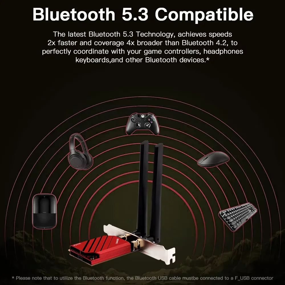 AX210 WiFi 6E PCIe 무선 어댑터 블루투스 5.4 트라이 밴드 2.4G 5G 6GHz 802.11ax MU MIMO 네트워크 카드 (윈도우10/11 데스크탑 PC용)