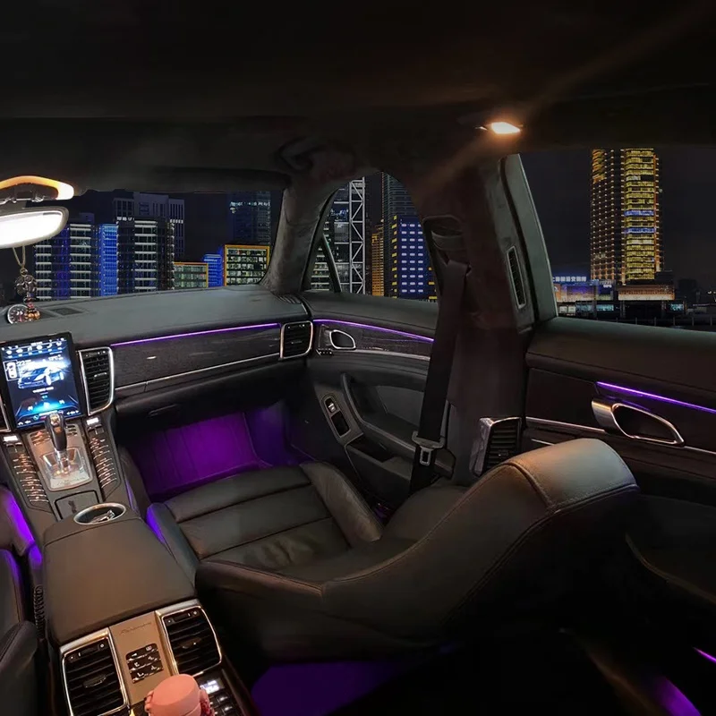 

Best Sale Flexible 64 Colors Atmosphere Lamp Fiber Optic Led Strip Accent Interior Ambient Light For Porsche Panamera