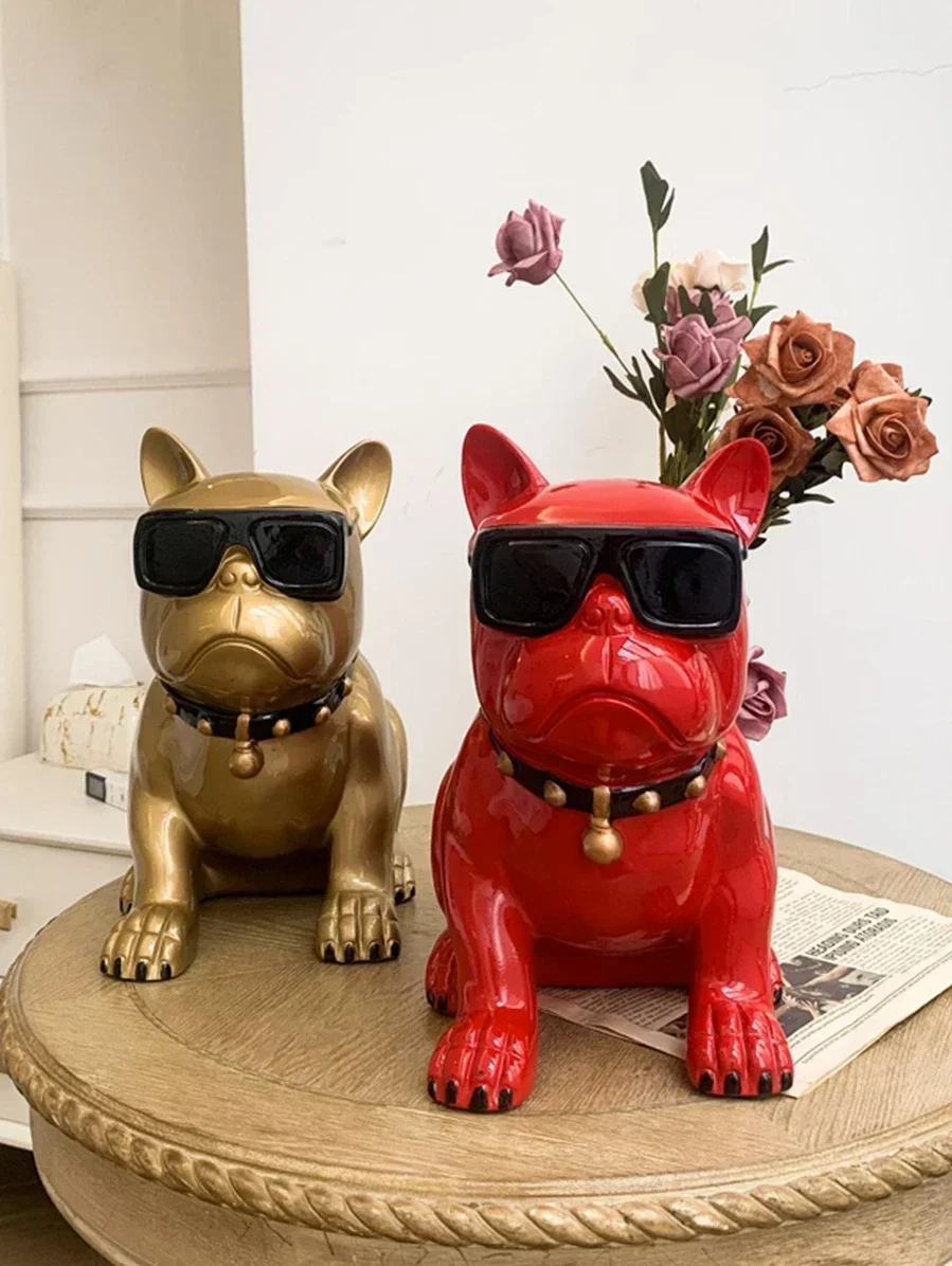

French Bulldog Figurine Coin Piggy Bank Large Animal Resin Statue Child Piggy Bank Ornaments Home Living Room Decoration Gifts