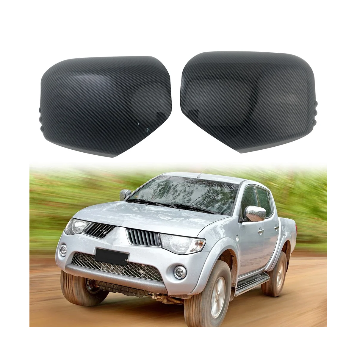 Car Carbon Fiber Rearview Side Glass Mirror Cover Trim Frame Side Mirror Caps for Mitsubishi L200 Triton 2006-2014