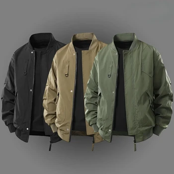 سوفتشيل البيسبول طوق معطف الرجال متعدد جيب عمال سترة جديدة التكتيكية يندبروف سترة الوقوف طوق الطيار القتالية السترات