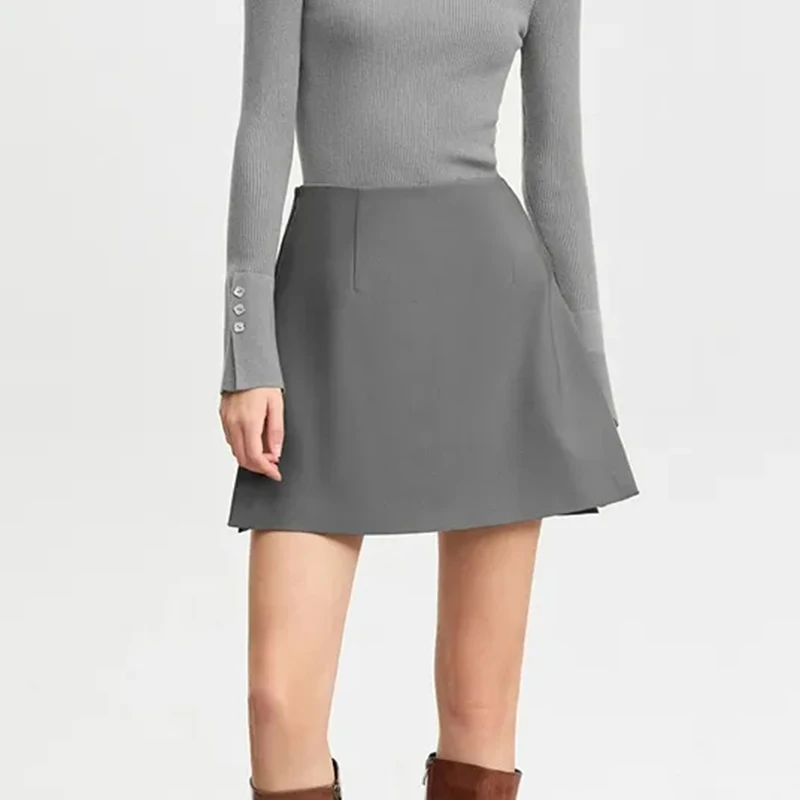 Women Simple Casual Shorts Skirts Korean High Waist Office Lady Commuting Straight A Line Skirts Solid All Match Female Skirts 5