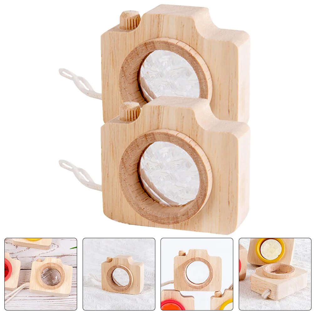 2 Pcs Kids Cameras Children's Kaleidoscope Toy Kalidescopes Mini Toys for Party Favors Decorative Wooden