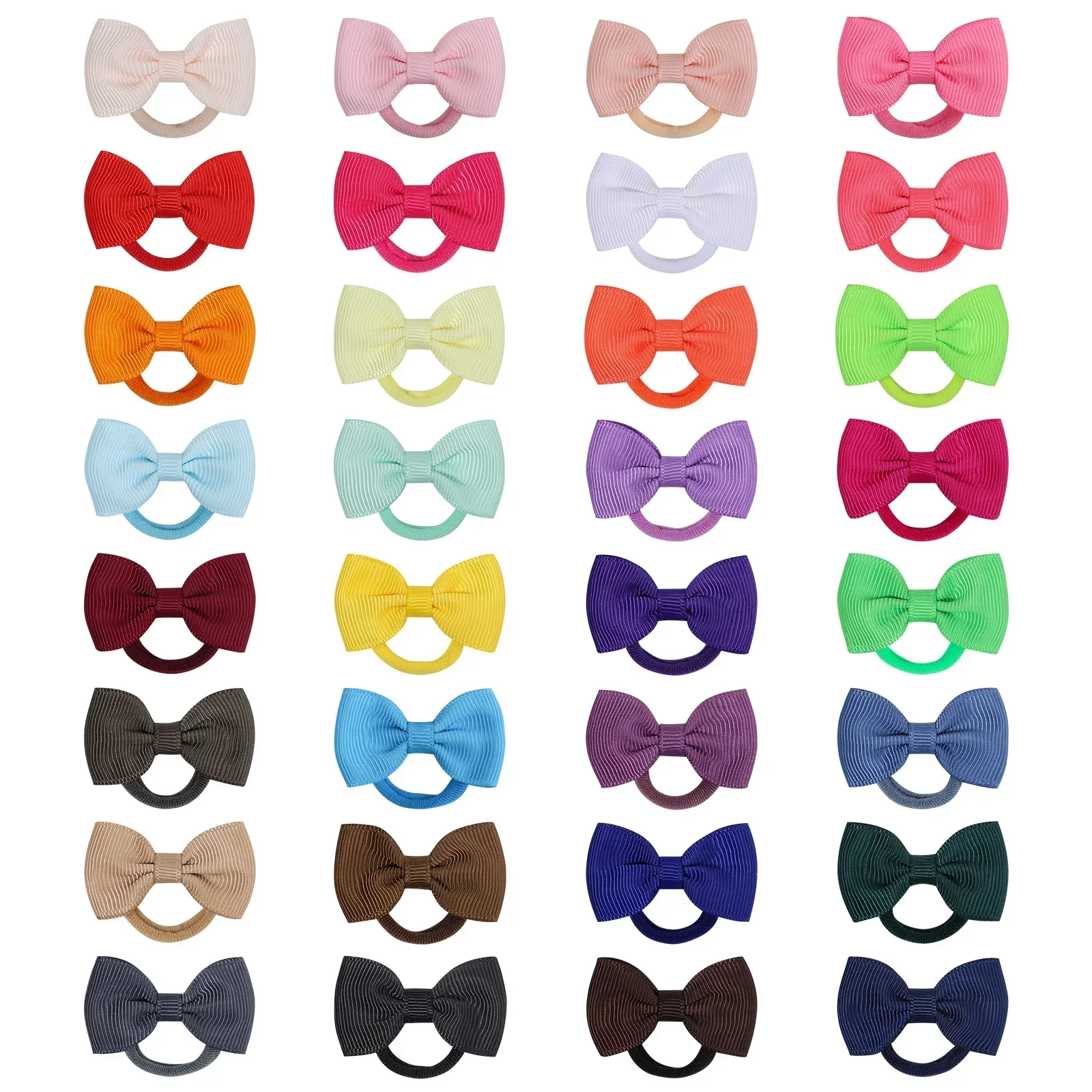2Pcs/Set Wholesale 32Colors Mini Ribbon Bows HairBand Kids Girls Sweet Colorful Nylon Elastic Headband Headwear Hair Accessories 2