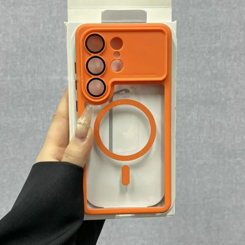 Magnetic Acrylic Matte Shockproof Phone Cover with Wireless Charging Compatibility