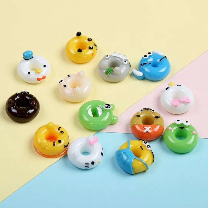 

5Pcs 17mm Kawaii Cartoon Animal Donuts Resin Miniature Food Art Flatback Cabochon DIY Decorative Craft Scrapbooking