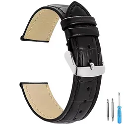 Premium Universal Leather Watch Strap for Men and Women - Elegant Replacement Watchband (Black - S)