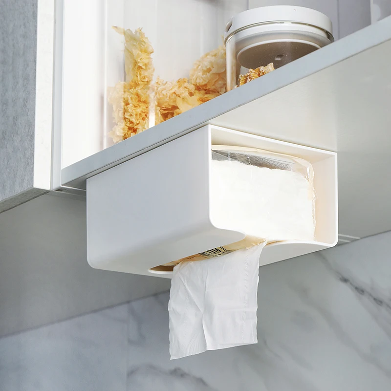 Tissue Box Toilet Paper Case Desktop Napkin Bathroom Wall Mounted