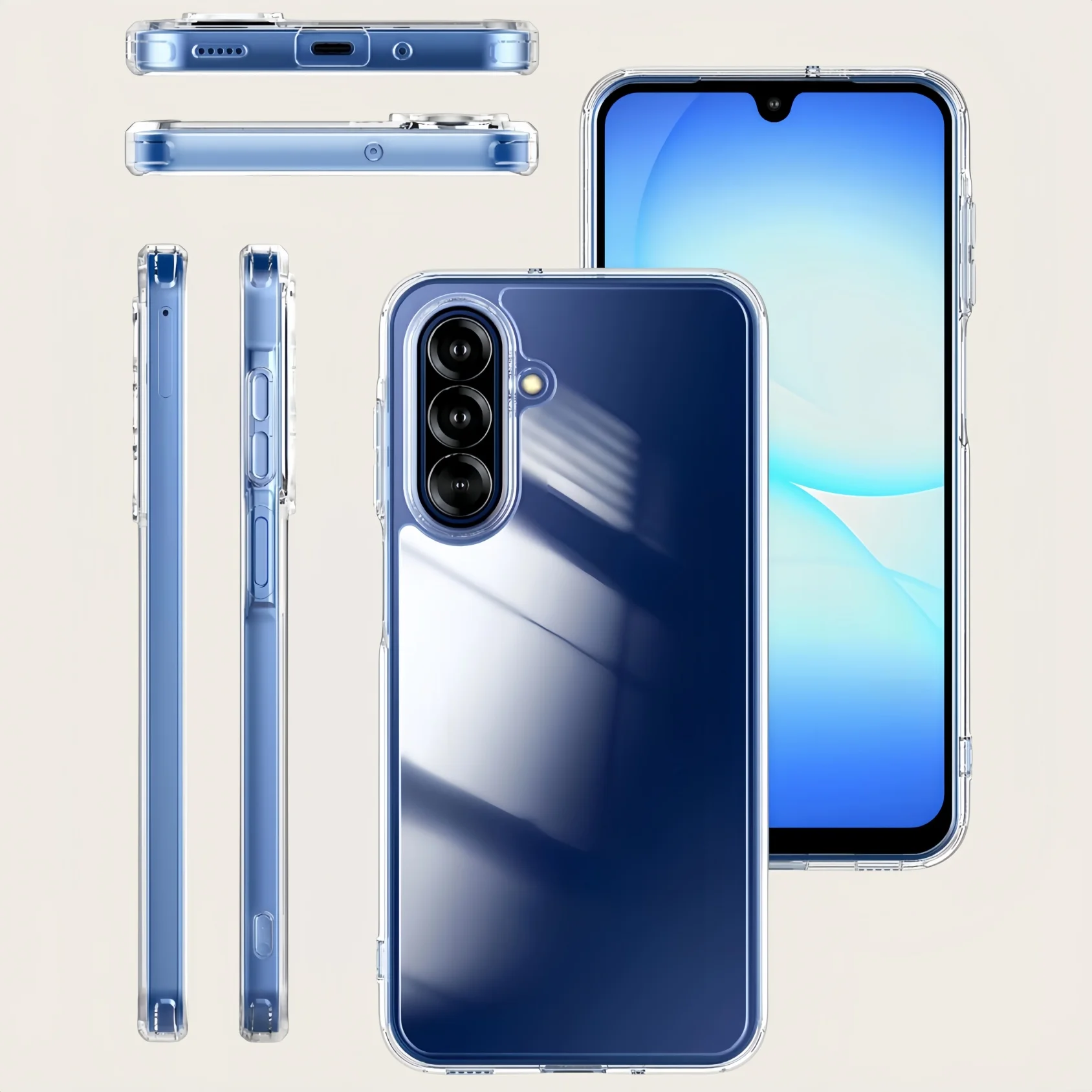 Clear Shockproof Transparent Case with Tempered Glass Screen Protector