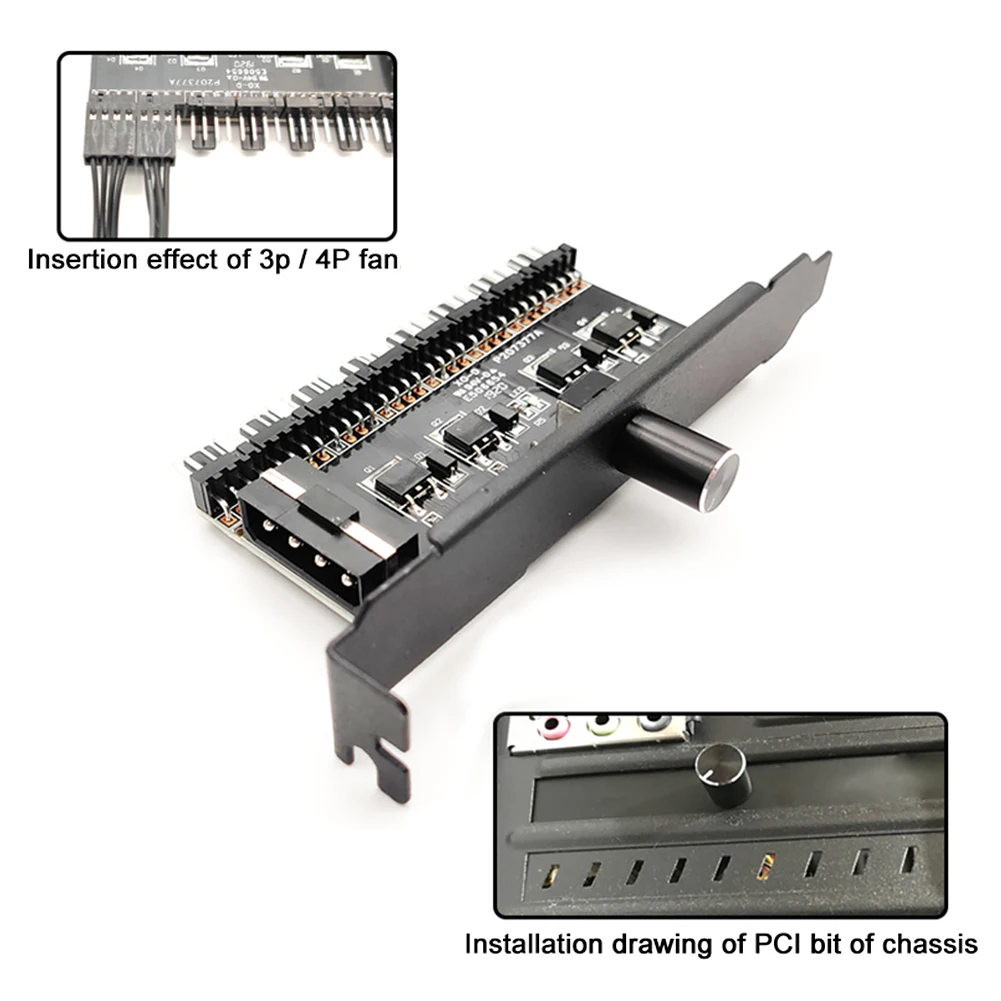 Cooling Fan 12V 1 To 3 8 Way PC Case Cooling Fan Hub 4Pin 3Pin Speed Controller Regulator Splitter Computer Adapter