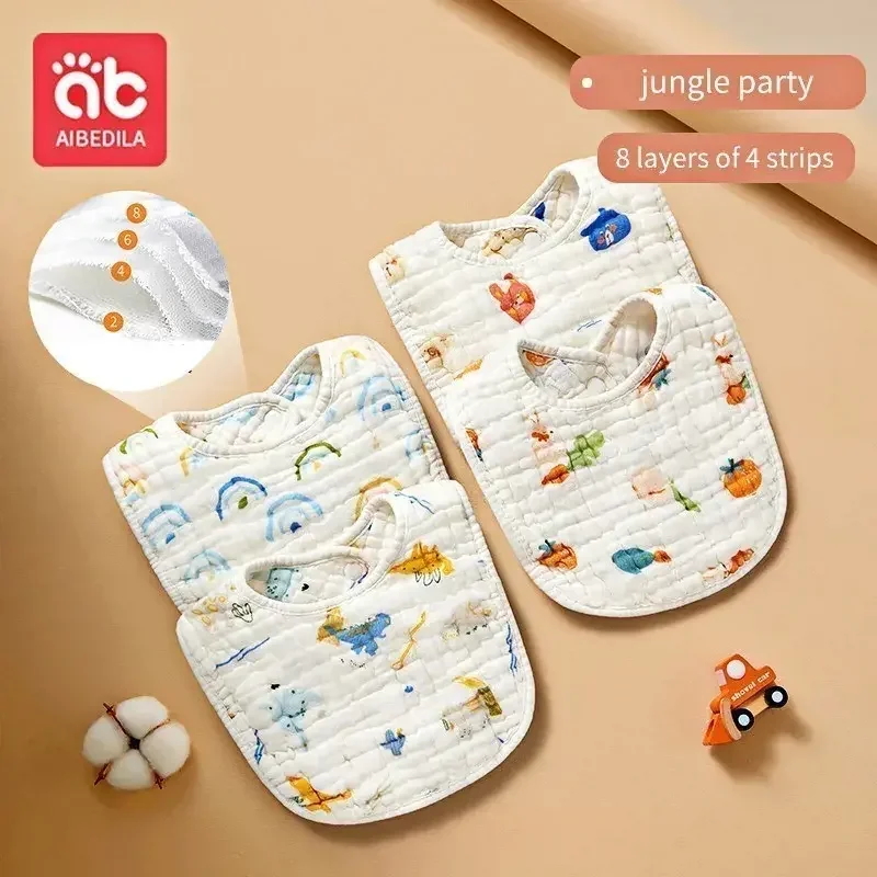 

AIBEDILA Waterproof Baby Bibs Mother Kids Muslin Burp Cloths for Baby Stuff Pure Cotton U-shaped Bib Saliva Gauze Bib AB160000