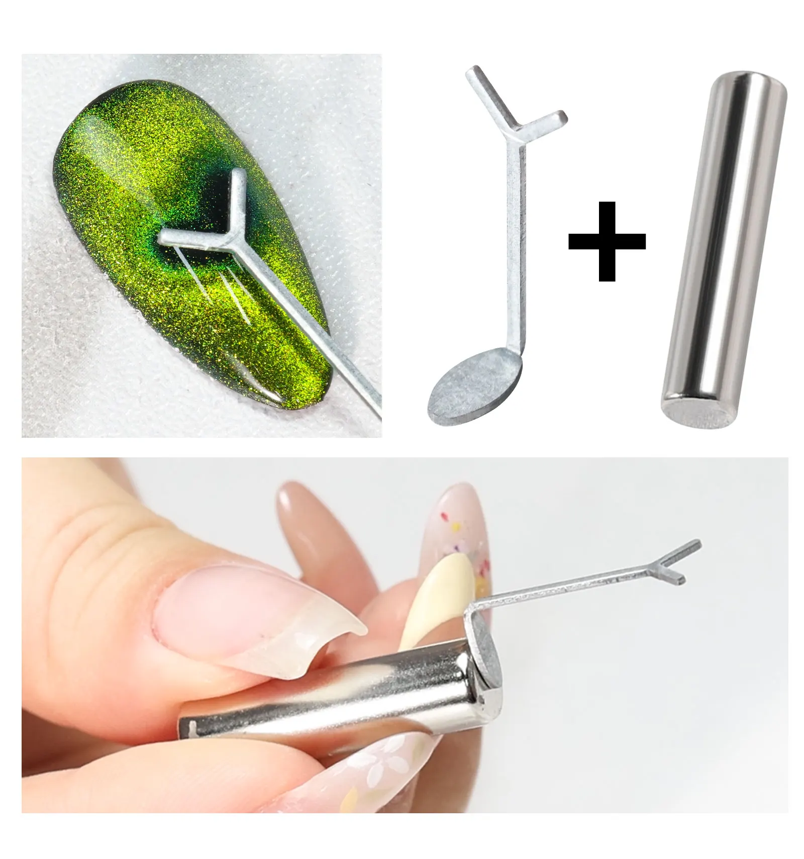 Magnet na nehty ve tvaru srdce zobrazený zepředu