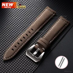 Handmade Matte Leather Watch Strap in Brown - Unisex Wristband, Multiple Width Options - 24mm (Deep Brown)