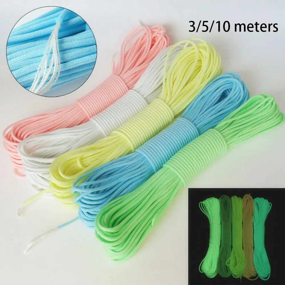 

7Strands Paracord Cords Camping Equipment 550LB Luminous Rope Camp Glow Paracords Lanyard Ropes Survival Paracord