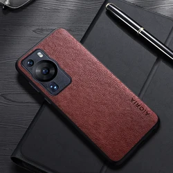 Luxury Leather Business Case - Elegant, Simple Design for Huawei P60 Pro (Coffee)