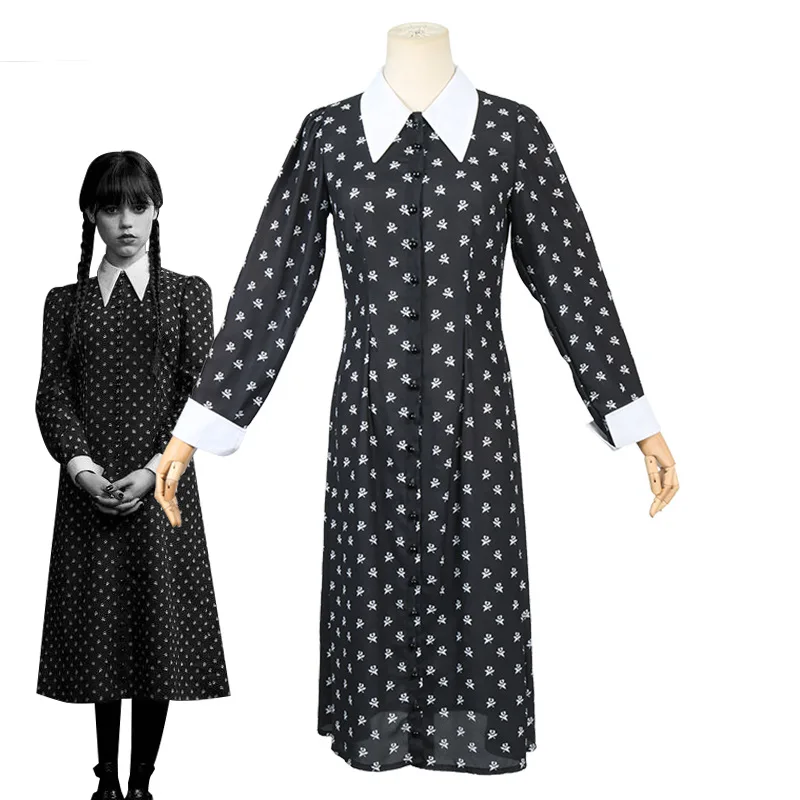 Gothic Gomez Suits Addigs Dress Kids Women Vintage Outfits Set Completo Wednesday Addams Family Enid Adams Costume Cosplay Halloween