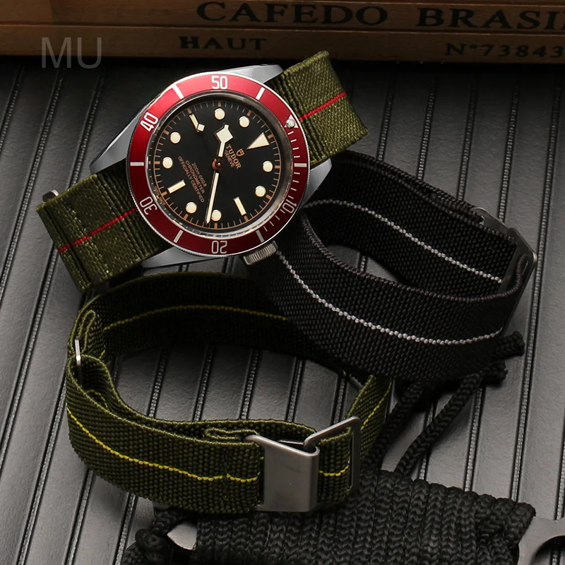Durable Elastic Nylon Watch Strap - French Parachute Style