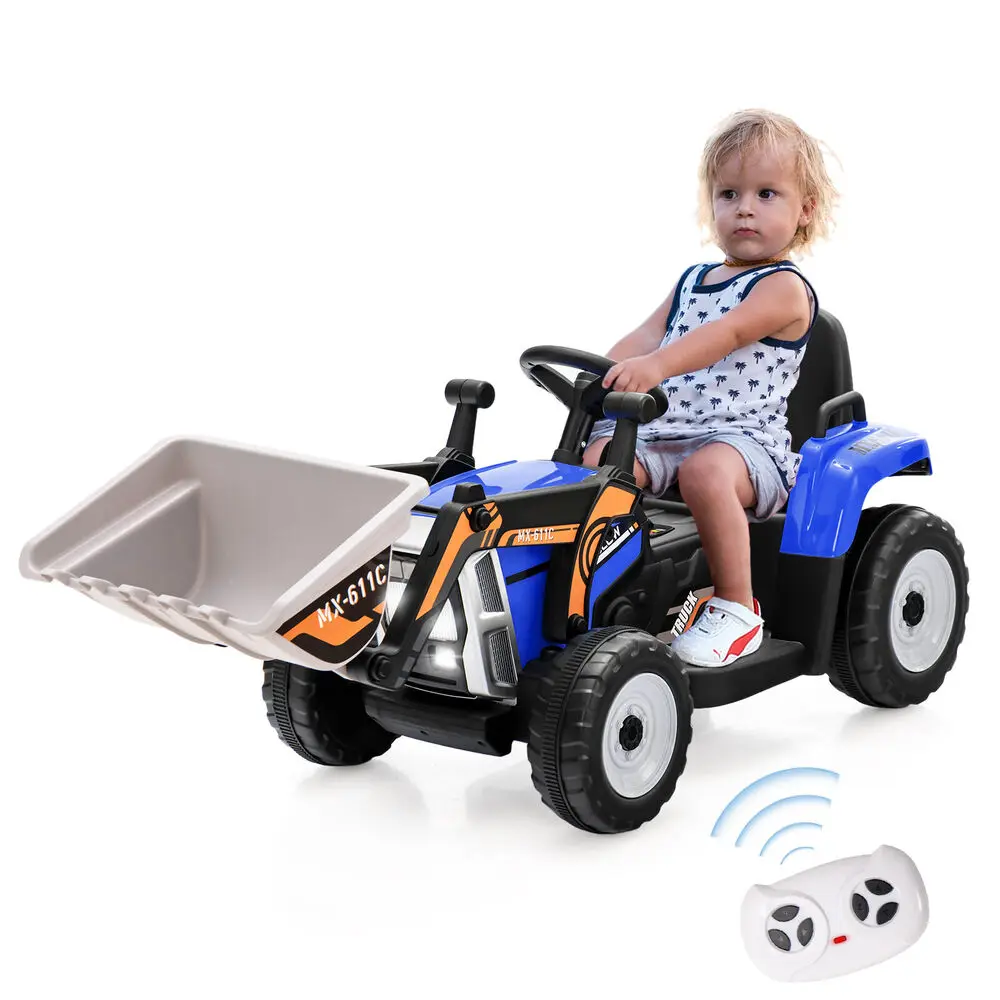 

Babyjoy Kids Ride on Excavator 12V Battery Powered Loader Digger w/Adjustable Arm Blue