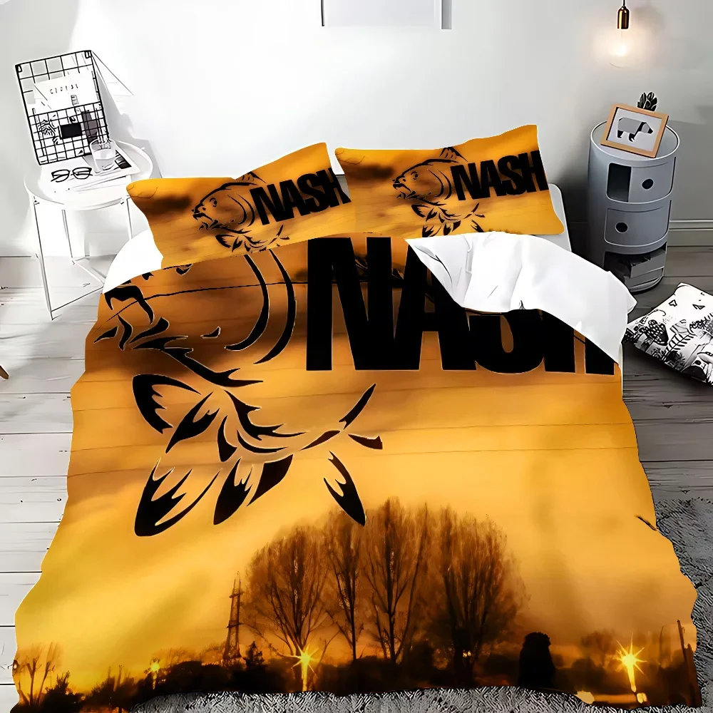 Nash Fishing logo Duvet Cover Pillowcase Bedding Set Adult Boy Girl Bedroom Decoration Children Gift Single Double Large Size