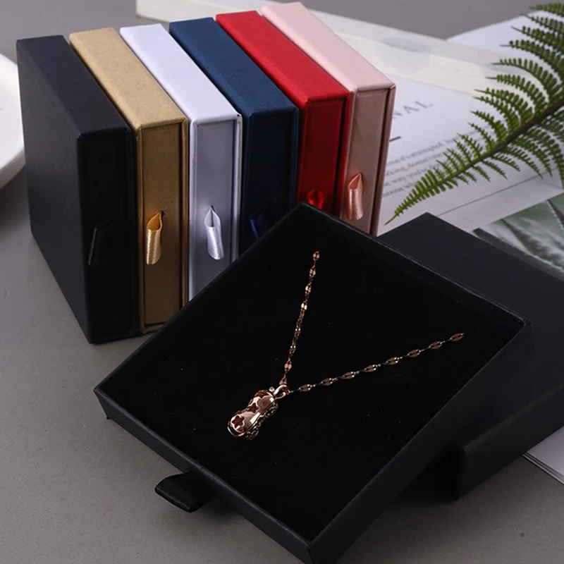 New Thin Kraft Paper Drawer Jewelry Packaging Box Greeting Card Necklace Bracelet Gift Package Case Boxes
