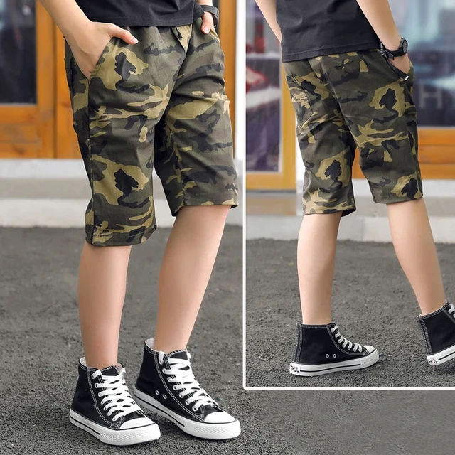 DIIMUU Summer Fashion Kids Boys Short Pants Children Wear Casual Shorts  Teens Camouflage Elastic Waist Overalls