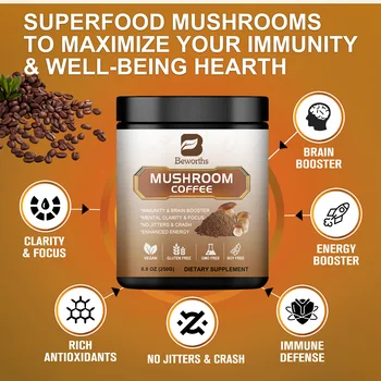 Mushroom Coffee Supplement 10 Mushroom Blend- Lion's Mane, Chaga, Cordyceps Brain Supplements for Energy, Memory and Immunity 4