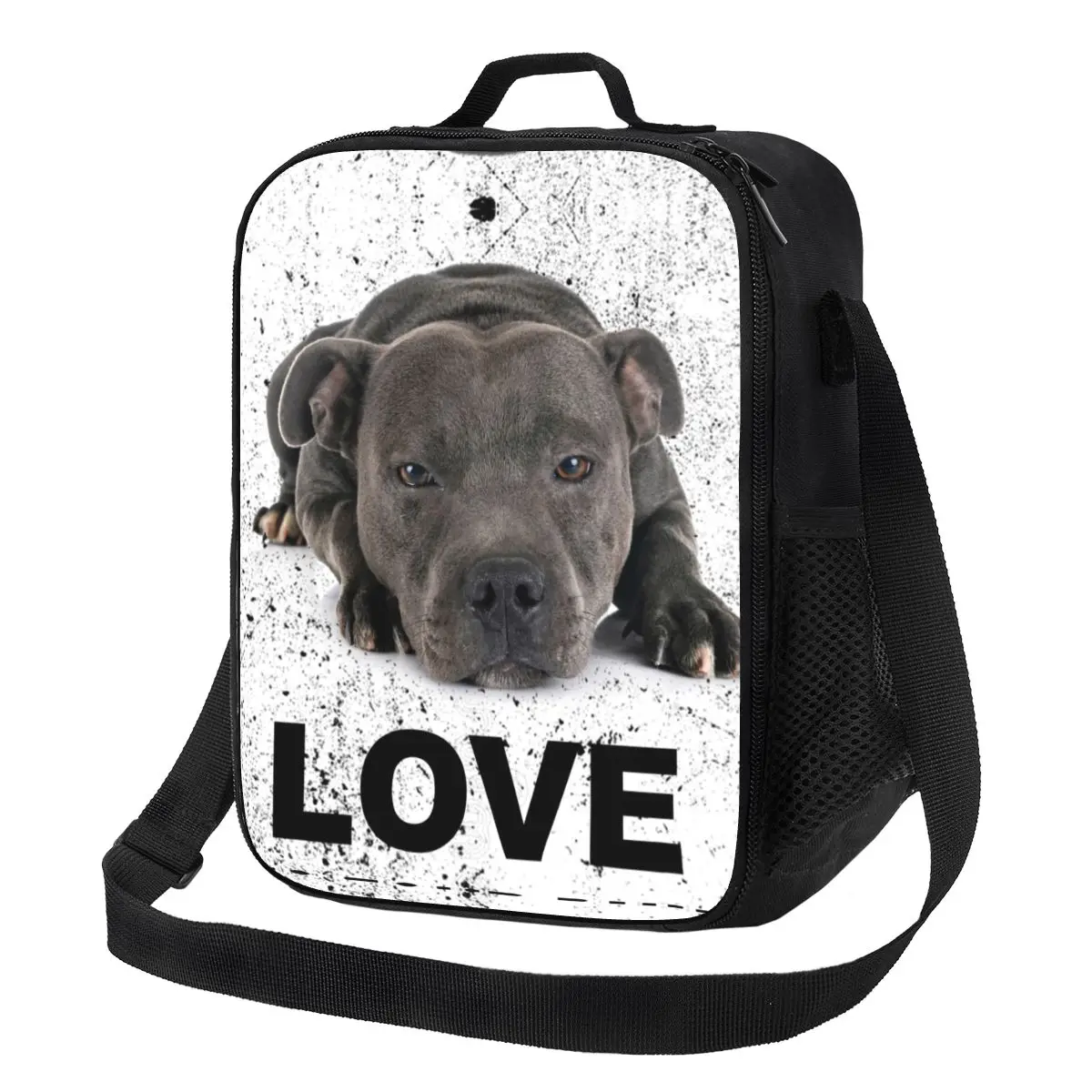 

Staffordshire Bull Terrier Dog Love Thermal Insulated Lunch Bags Animal Resuable Lunch Container for Outdoor Picnic Bento Food