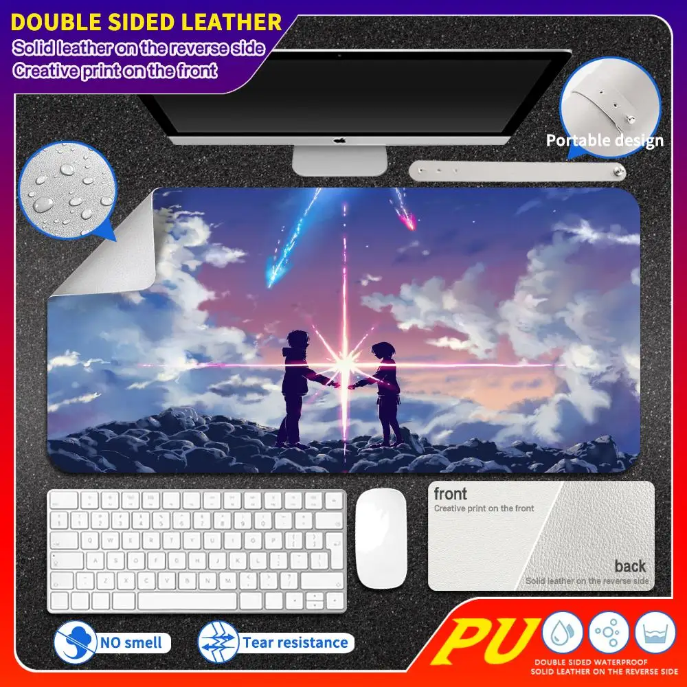 

your name Computer accessories pad PU Large leather mouse pad Couple gifts mats light luxury anti slip and waterproof desk pad