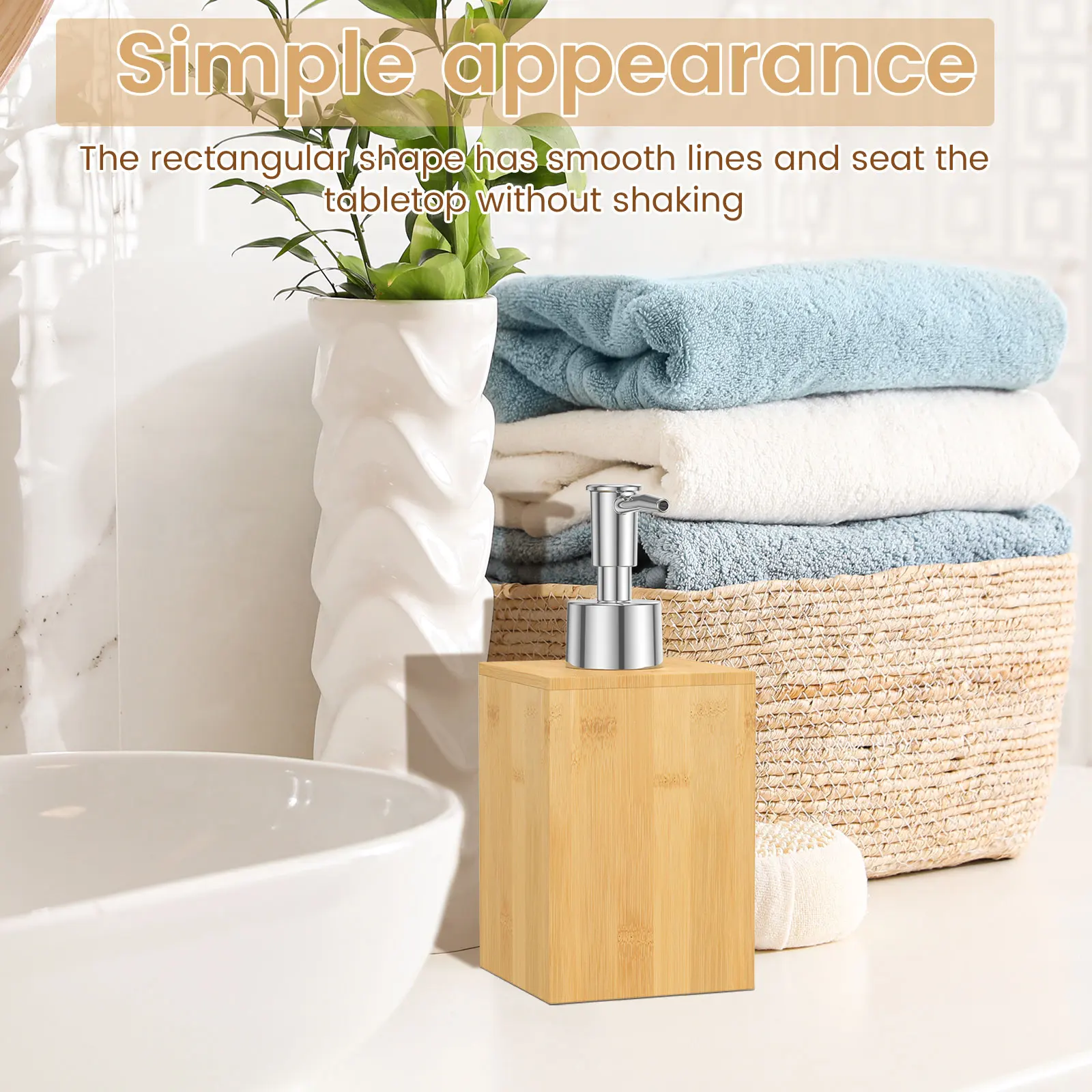 2/4Pcs Bamboo Soap Dispenser 250ml Wooden Lotion Pump Dispenser with Stainless Steel Pump Kitchen Bathroom Distribution Bottle