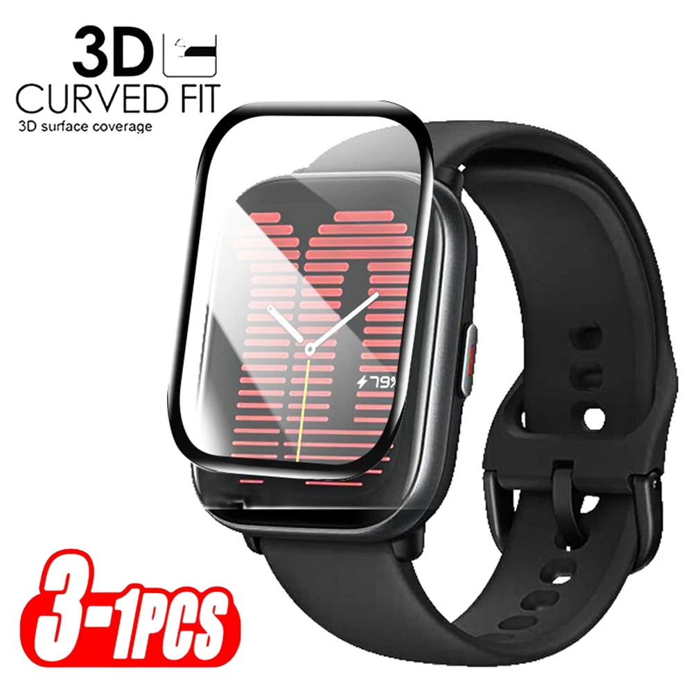 Amazfit Active Soft Anti-scratch Smartwatch 용 3D 곡선 가장자리 화면 보호기 Amazfit Active 용 풀 커버리지 필름 유리가 아님