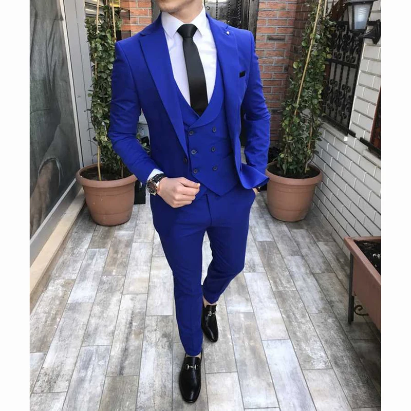 3 Pieces Men Suits Wedding Tuxedos Fashion Groom Classic Fit Peaked Lapel Prom Party Dinner Male Suit (Jacket+Vest+Pants)
