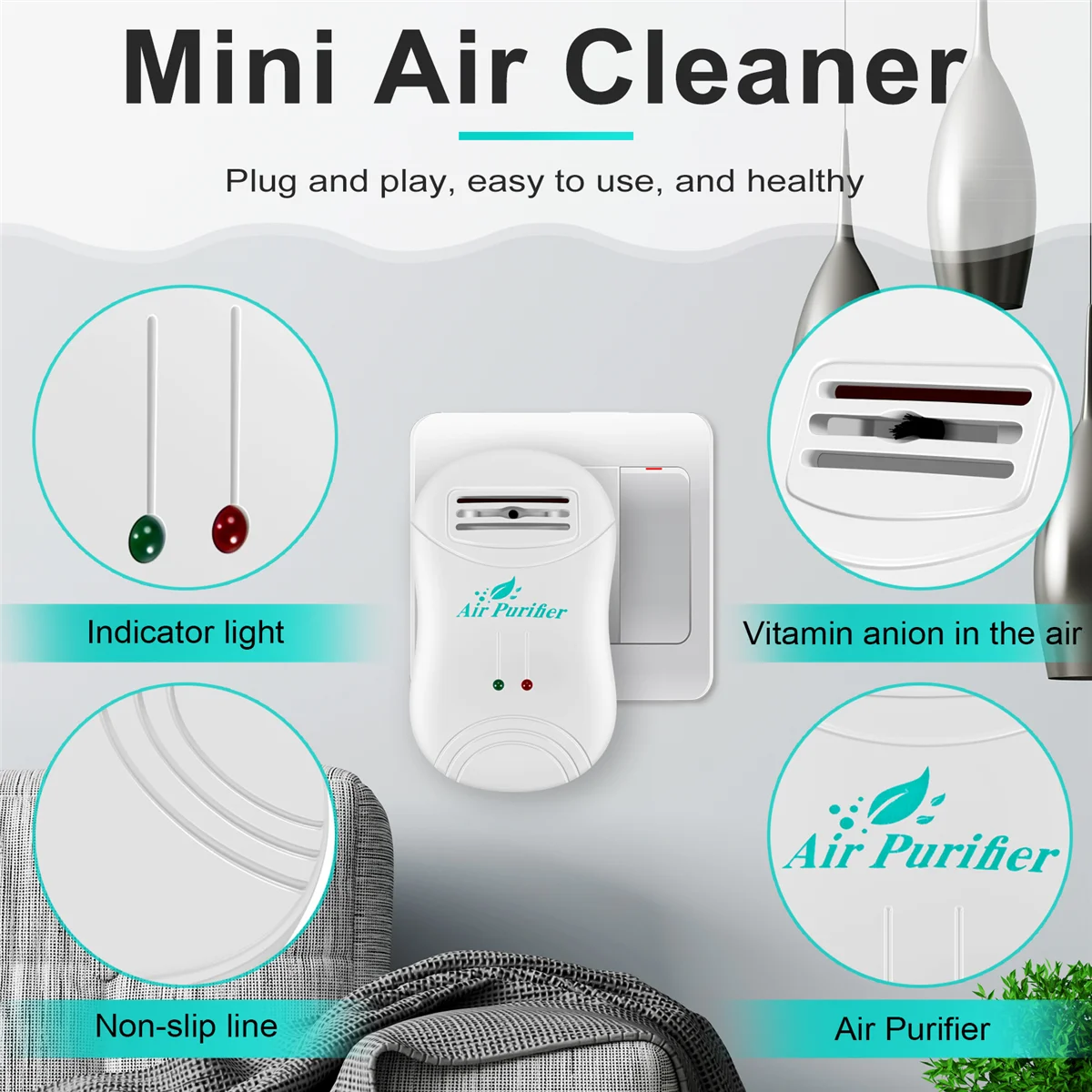 Ionizer Air Purifier For Home Negative Ion Generator Air Cleaner