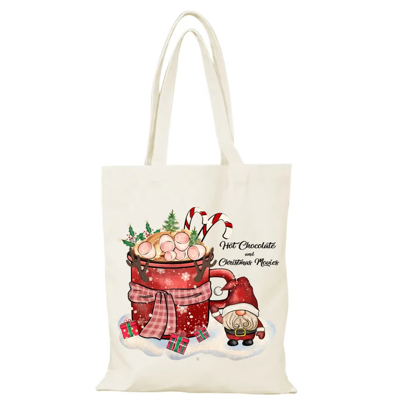 Canvas-Einkaufstasche für Damen, Neujahr, Geschenk, Damentaschen, Frohe Weihnachten, Damenhandtasche, Handtaschen, Sac De Courses, Öko-Shopper, Stoff, Einkaufen – Detail 10