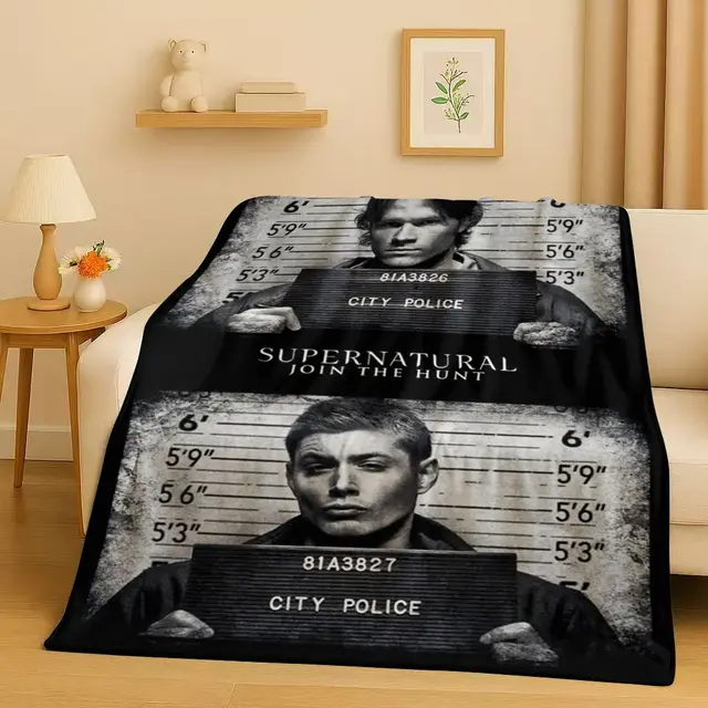 Couverture en flanelle HD surnaturelle Sam Dean Winchester TV, jet en peluche Ultra doux et chaud pour la maison, chambre à coucher, lit, canapé, cadeau de voyage 1
