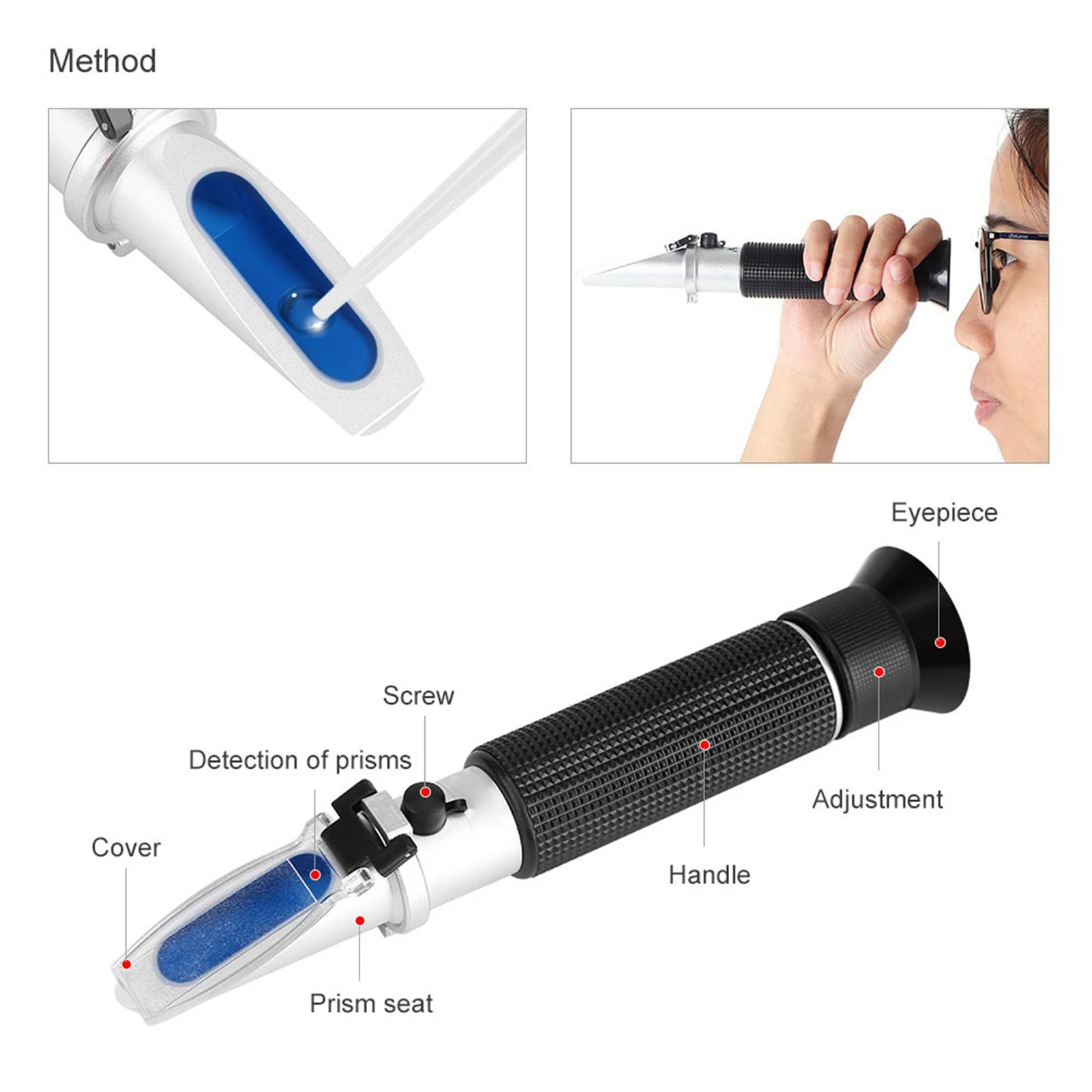 Alcohol Refractometer Professional Handheld Alcohol 0‑80% Test Refractometer Tester Meter Measure Instrument Alcohol Tester