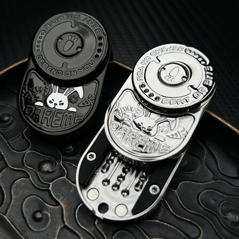 MIX Angry Rabbit Fidget Push Card Decompression Crisp Sound Metal Mechanical Ratchet Push Slider Stress Relief EDC Fingertip Toy