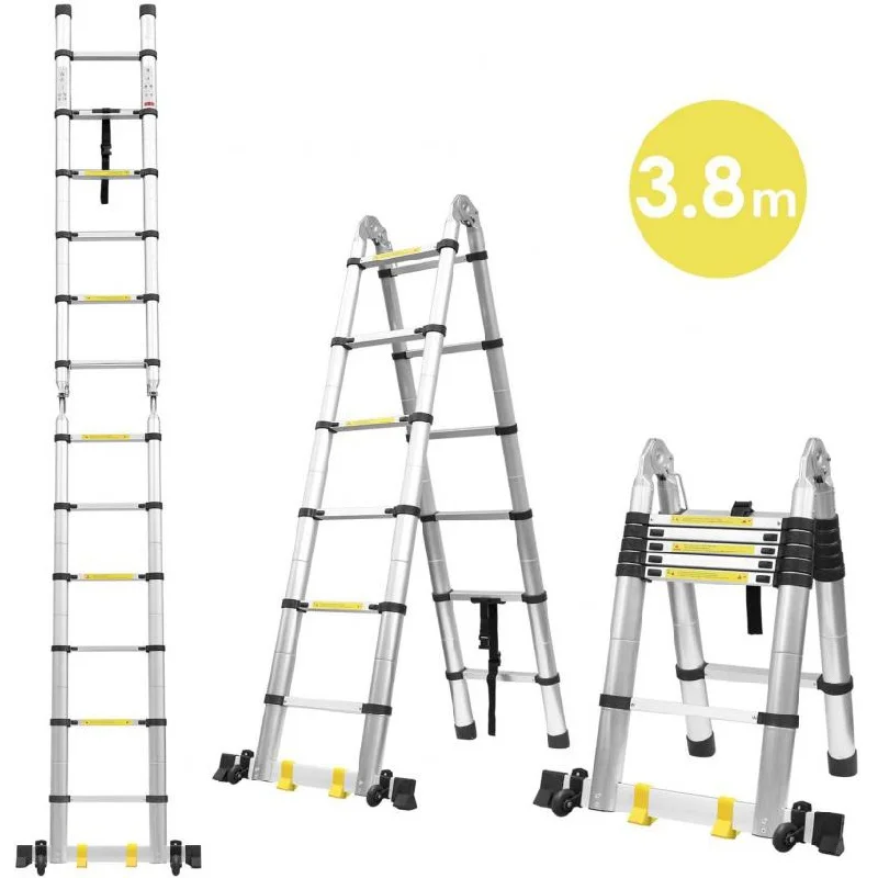 

1.9M＋1.9M Foldable Telescopic Ladder Safely Extends Aluminum Ladders Herringbone Ladder Space-saving Straight Thickened