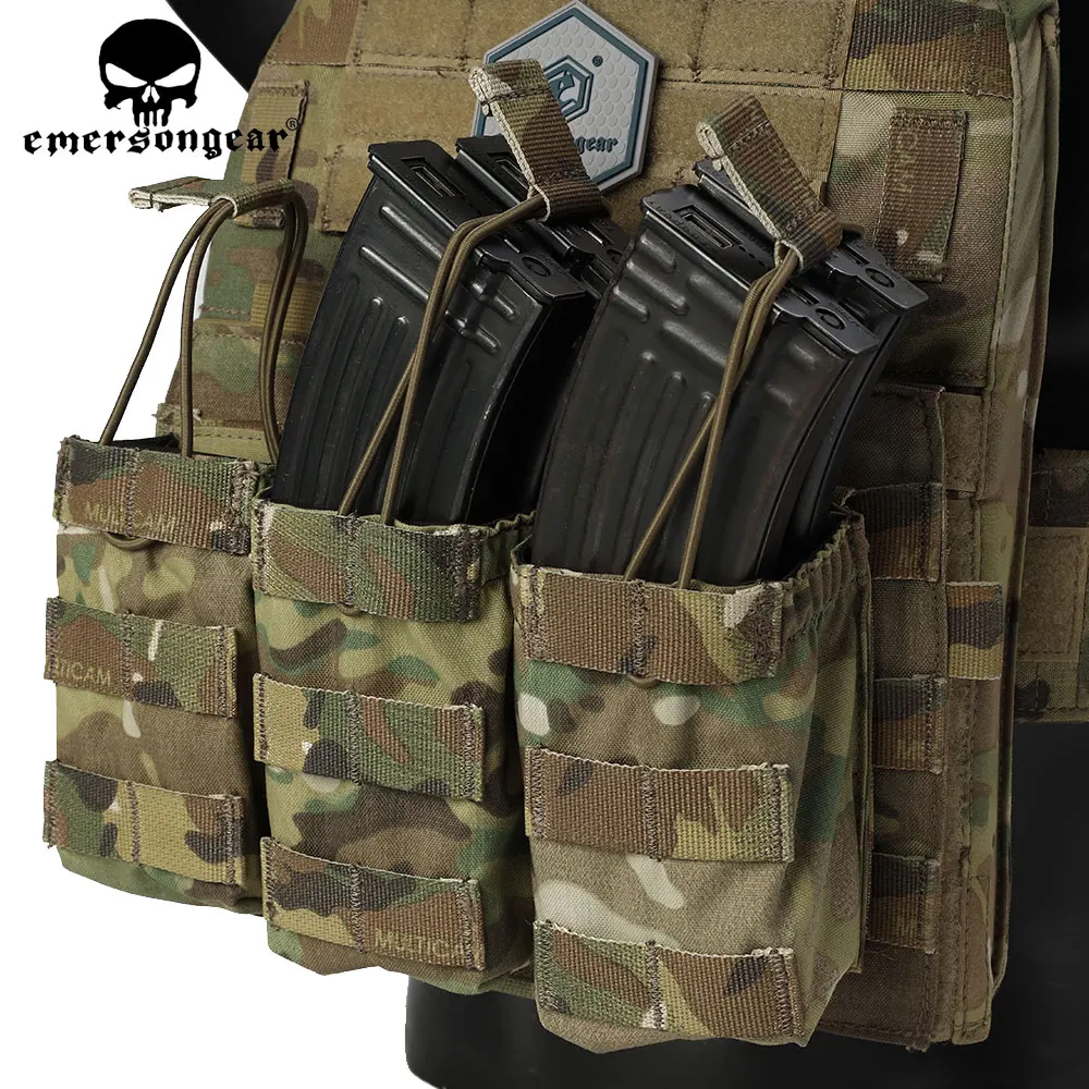 Emersongear Tactical Triple Magazine Pouch 7.62 Mag Pouch Open Top Airsoft Hunting Gear Magazine Pouches EM9062