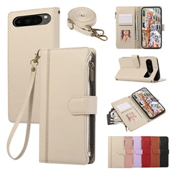 Leather Wallet Phone Case with Stand & Card Cash Pockets - Google Pixel 10 (Beige)