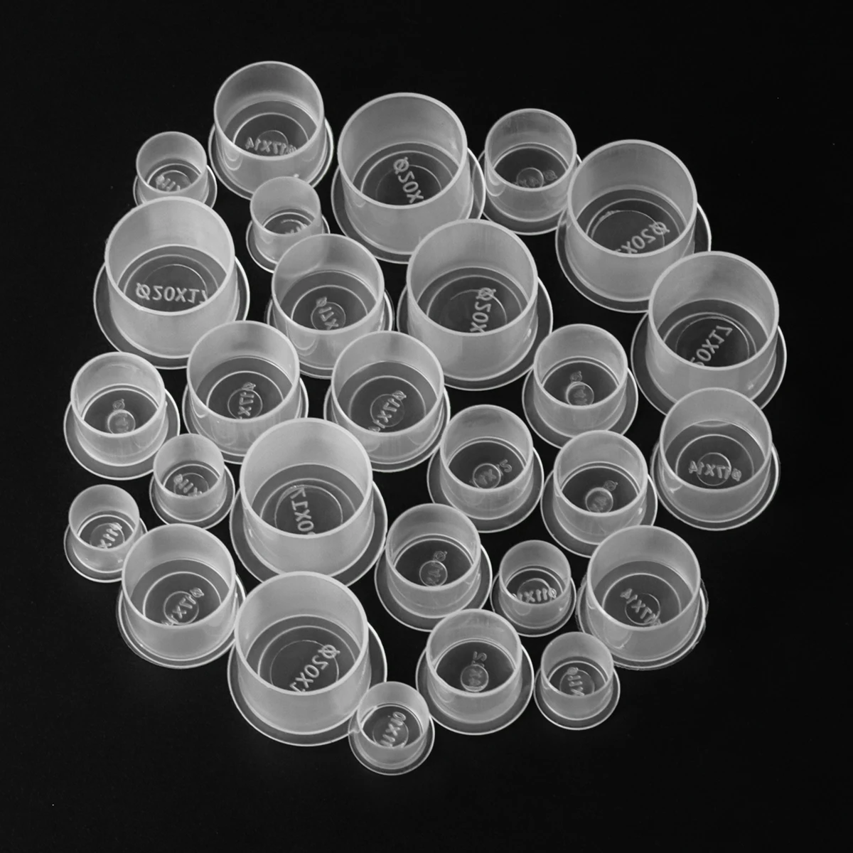 Tattoo ink caps 1000pcs S/M/L/XL disposable with base clear plastic pigment permanent makeup container