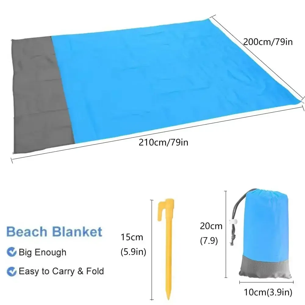 Beach Blanket Sandproof 200 X 210cm Waterproof Lightweight Picnic Blanket For Travel Hiking Sports