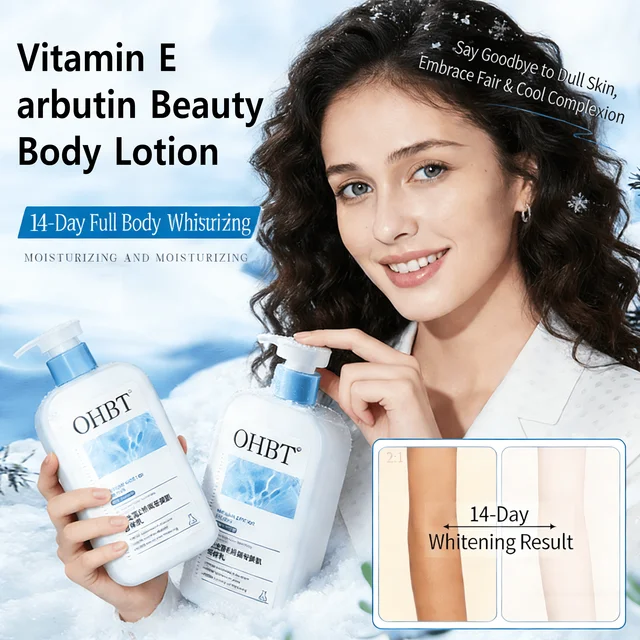 OHBT Lotion pour le corps à la vitamine E arbutine, crème VE antioxydante blanchissante douce, Lotion pour le corps hydratante nourrissante et apaisante 1