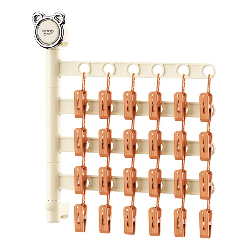 2/3/4 Layers Folding Hanger Anti Slip Wall Mounted Clothes Storage Hanger Space Saving Cloth Hook Doll Clips for Household 5