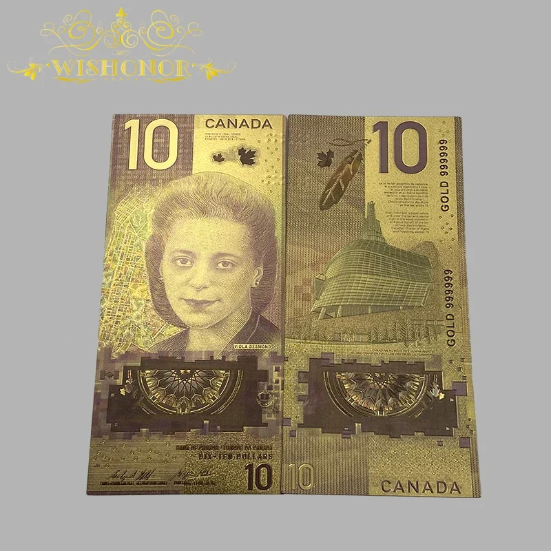 10pcs/lot Canada Banknote 1 50 10 100 Canadian Dollar Banknote 24k Gold Plated For Collection