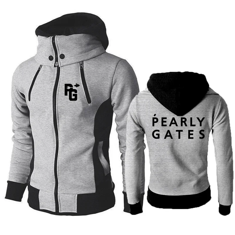 

Mens Hooded Jacket New Print Casual Zipper Bomber Jackets Warm Pearly Gates Long Sleeve Coats Hoodies Sweater Coat 2023 Clothing