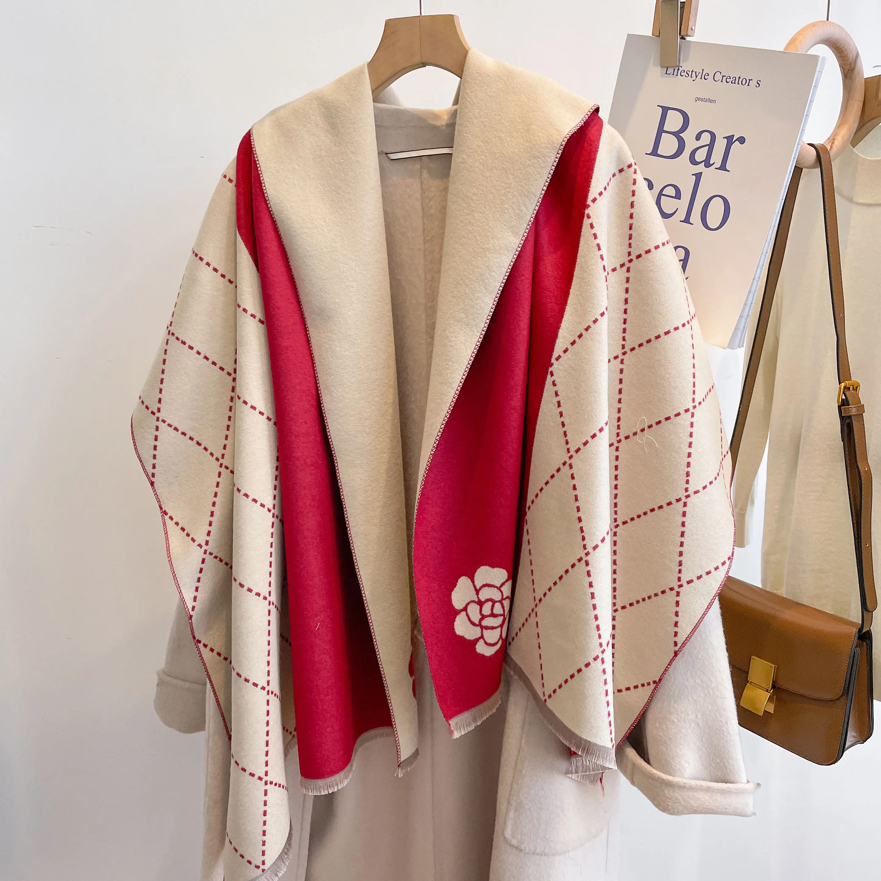 2023 مصمم الكشمير وشاح المرأة الشتاء شال ويلتف الح...